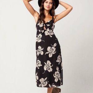 Amuse Society Women's Black & White Floral Midi Dress Size L